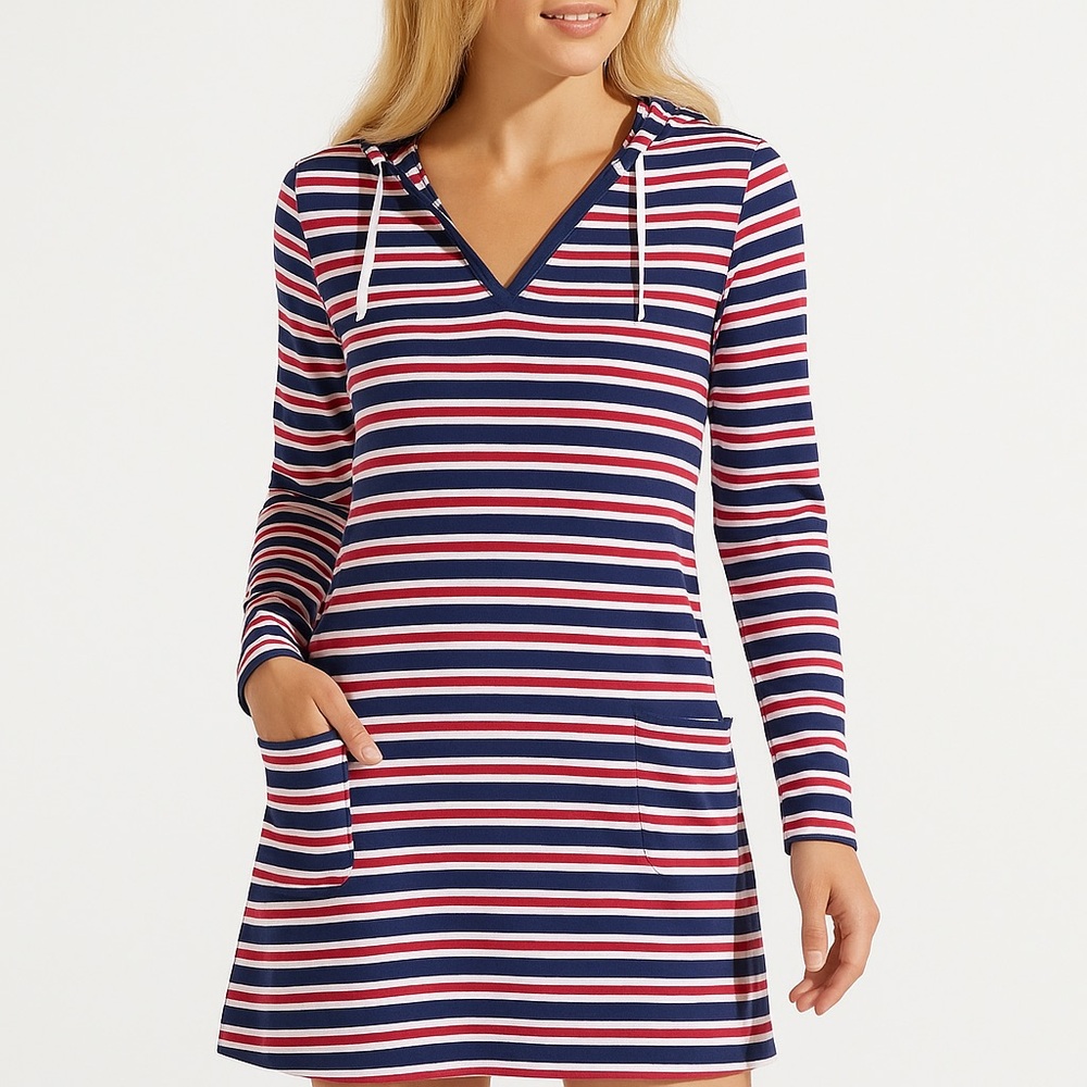 Coolibar UPF 50+ Hoodie Cover-Up Dress with Pockets Sz Medium